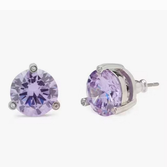 💜🔹️Kate spade 🔹️♠️ Rise And Shine Studs COLOR: LIGHT AMETHYST/SILVER - Picture 5 of 6